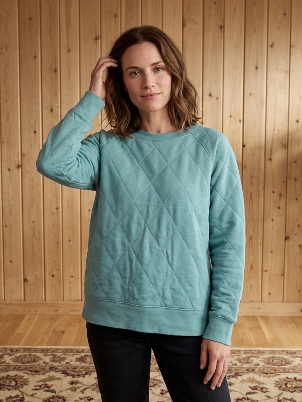 BNWT Old Navy Quilted Crewneck Sweatshirt in Teal